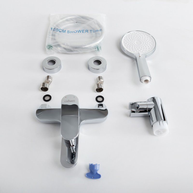 STYLUS-VD-NOP Смеситель для ванны и душа однорычажный в комплекте с ручным душем, шлангом и держателем, чёрный матовый, артикул STYLUS-VD-NOP