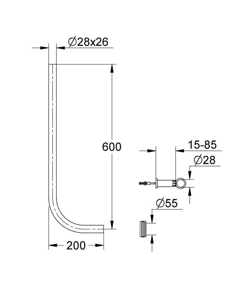 Сливная трубка для смывного устройства для унитаза GROHE 37107000, шт Сливная трубка для смывного устройства для унитаза GROHE 37107000, шт