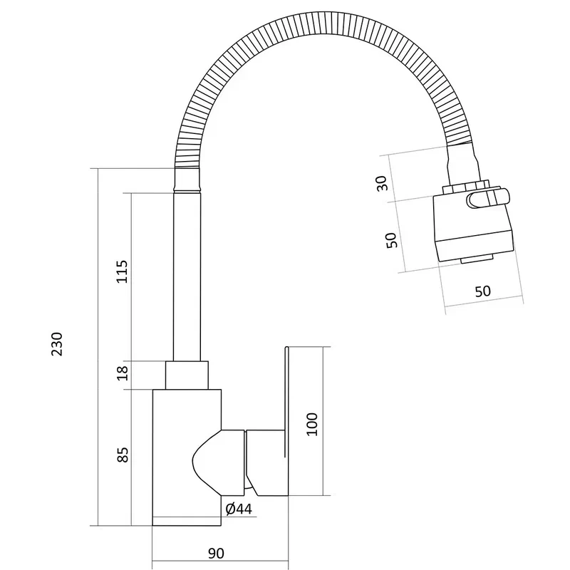 Смеситель для кухни с гибким изливом и режимом "душ" Славен СЛ-ОД-Ж25, сатин
