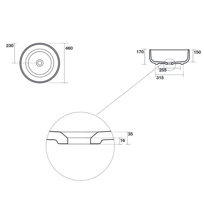 Kerasan Ciotola Раковина накладная С2 D46см, H17 см, без отв под смес, без перелива , цвет: Bruno matt