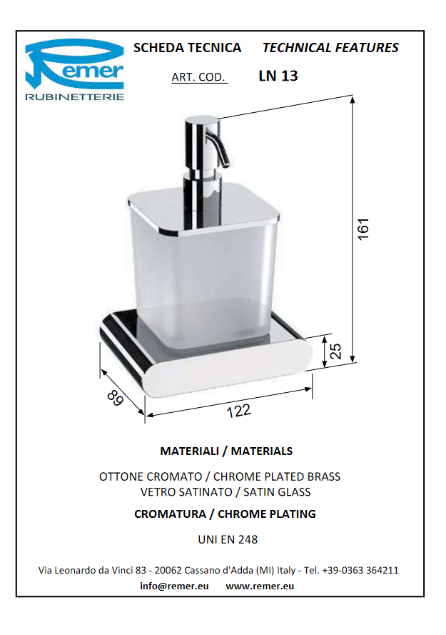 Lounge дозатор жид мыла RR LN13 настенный