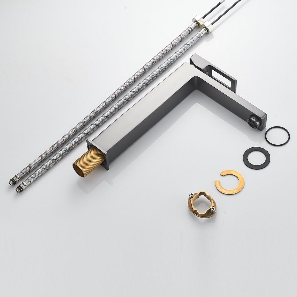 Смеситель для раковины высокий  Raffine F1196T, оружейная сталь