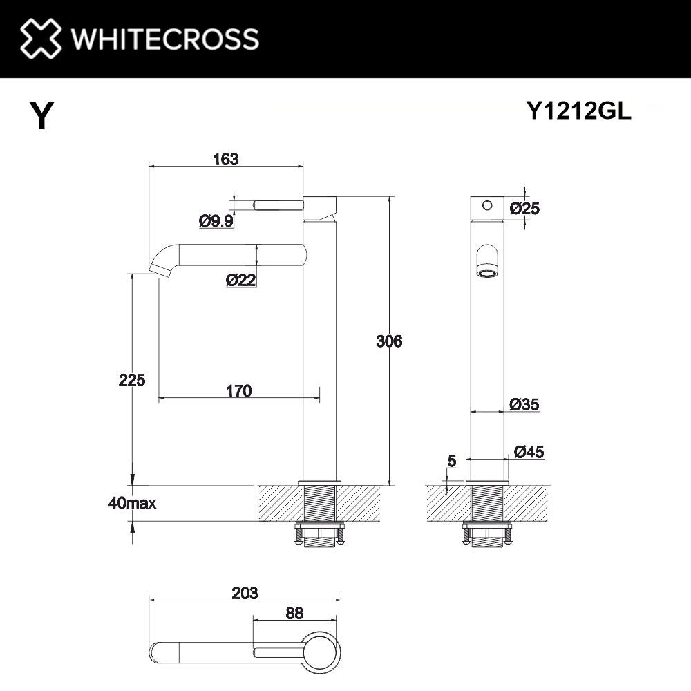 Смеситель для умывальника WHITECROSS Y Y1212GL (золото)