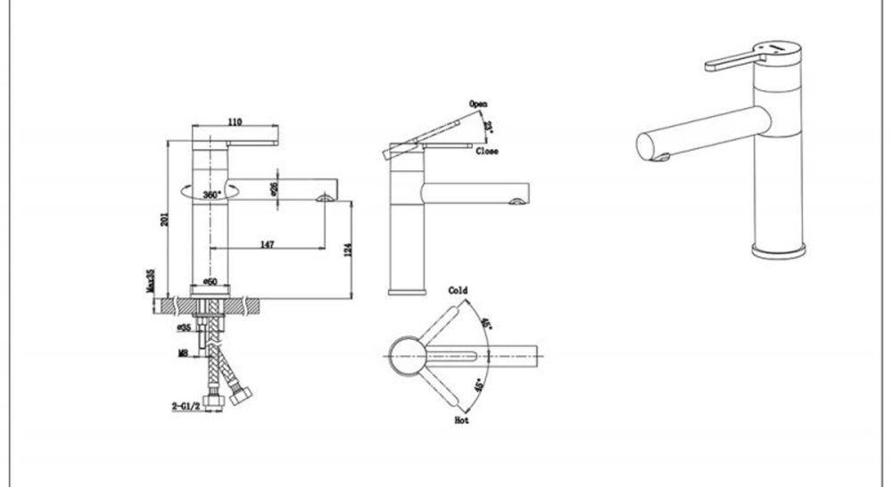 Смеситель для раковины Bravat F1410445BW-RUS, черный