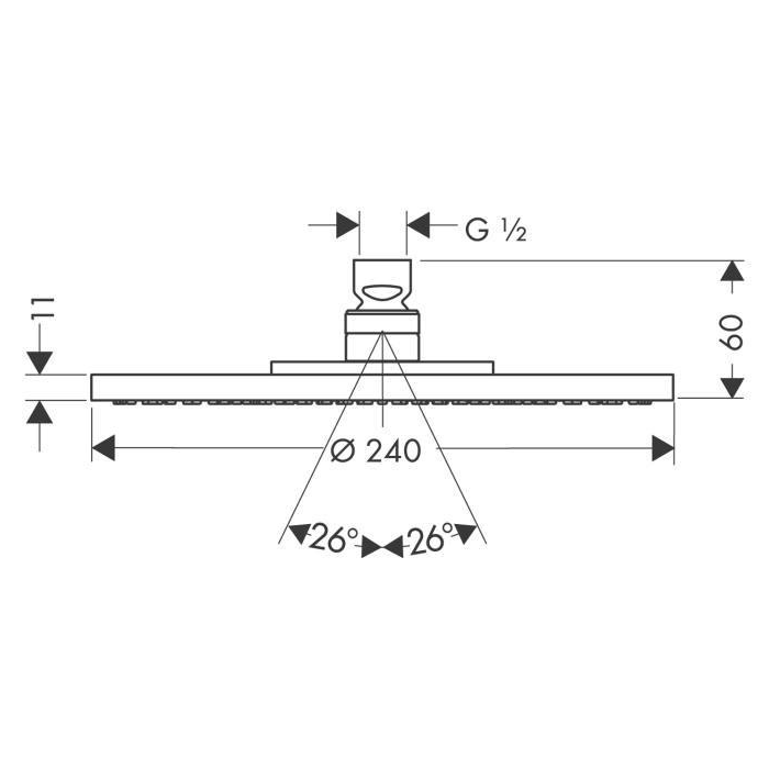 AX Starck Верхний душ Ø 240 мм, 1jet, без держателя, ½’, цвет: хром AX Starck Верхний душ Ø 240 мм, 1jet, без держателя, ½’, цвет: хром