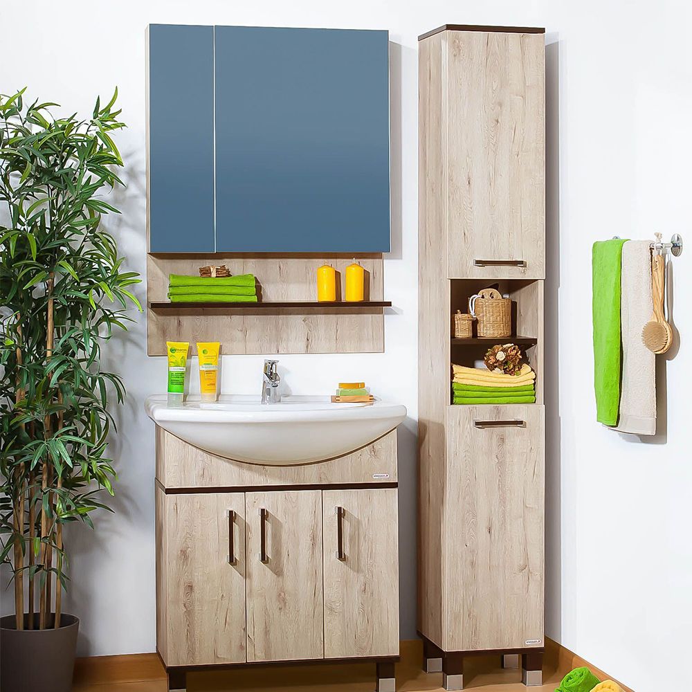 Зеркальный шкаф Бриклаер ТЕХАС 75 см, кантри/венге, артикул 4620750416058