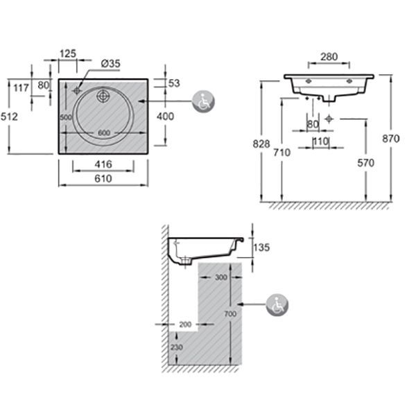 Раковина мебельная JACOB DELAFON ODEON RIVE GAUCHE EXBA112-Z-00 (встраиваемая сверху, (61*40), белый, шт, артикул EXBA112-Z-00