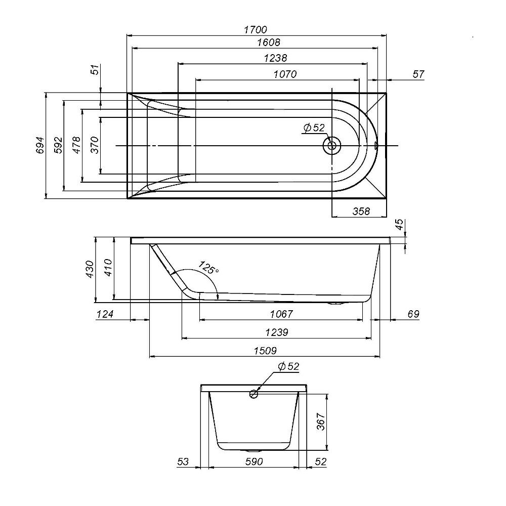 W72A-170-070W-R2 каркас для ванны spirit 170х70 W72A-170-070W-R2 каркас для ванны spirit 170х70