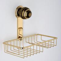 THG MARQUISE NOIR DECOR OR Мыльница-корзина металлическая 240х130 мм., подвесная, декор черный/золото, цвет полированное золото