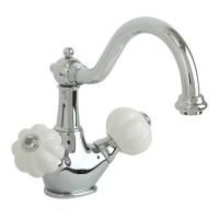 OLIVIA Смеситель для раковины, донный клапан "click-clack", бел./хром