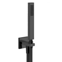 Gessi Rettangolo Душевой комплект: вывод на 1/2”, держатель, шланг 1,5м и душевая лейка, цвет: Black XL