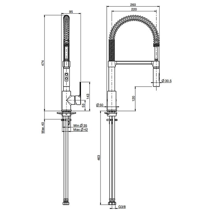 Fima Carlo Frattini Kitchen Смеситель для кухни, на 1 отв., Mast, h: 48см., цвет: золото, артикул F3147/1OR