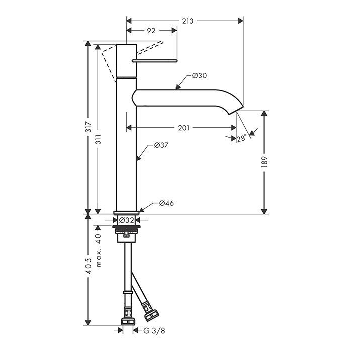 AX Uno Смесит для раковиw для o pull rod , цвет полированное золото