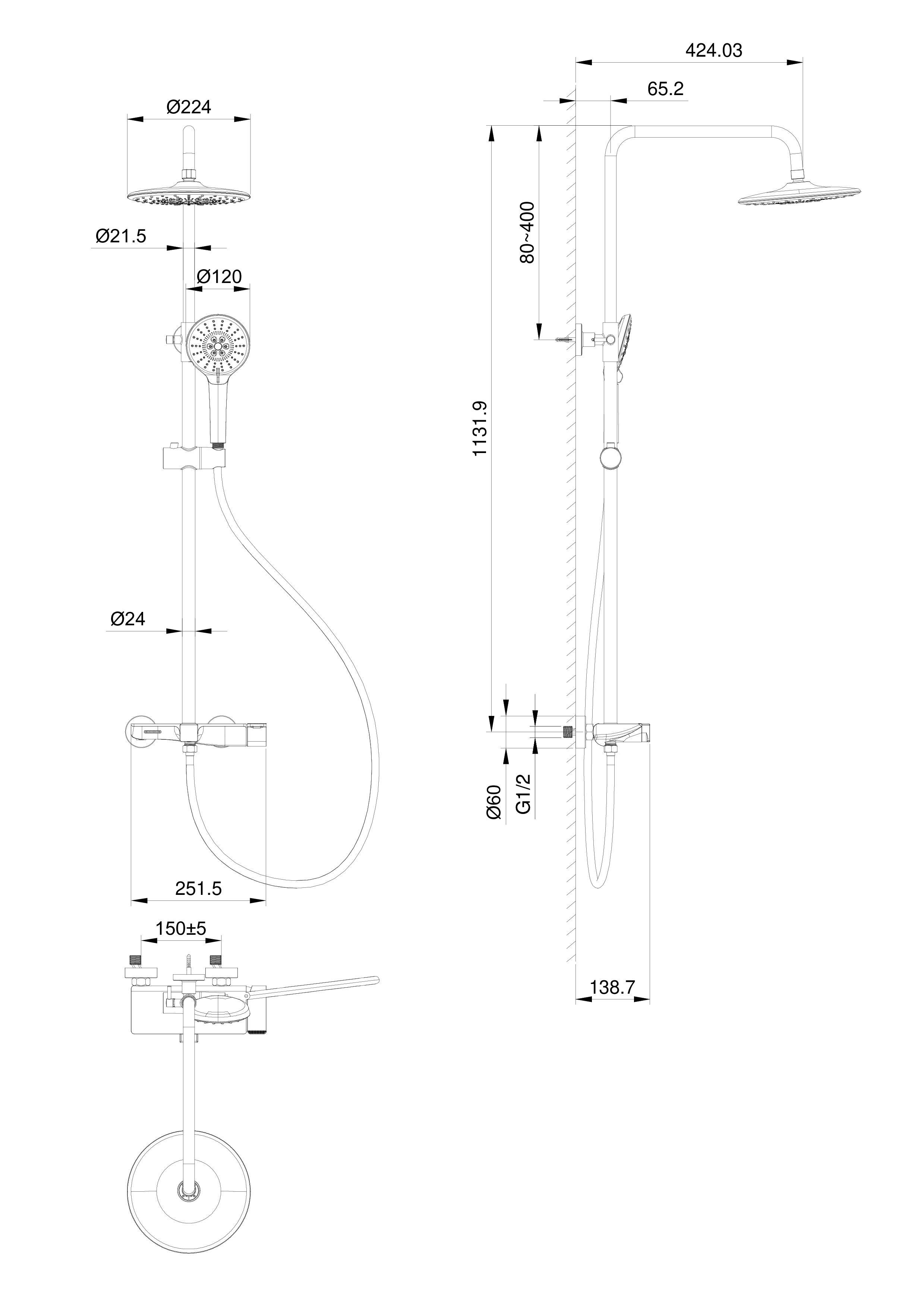 Душевая система WONZON & WOGHAND, Белый матовый (WW-AE33110-MW) Душевая система WONZON & WOGHAND, Белый матовый (WW-AE33110-MW)