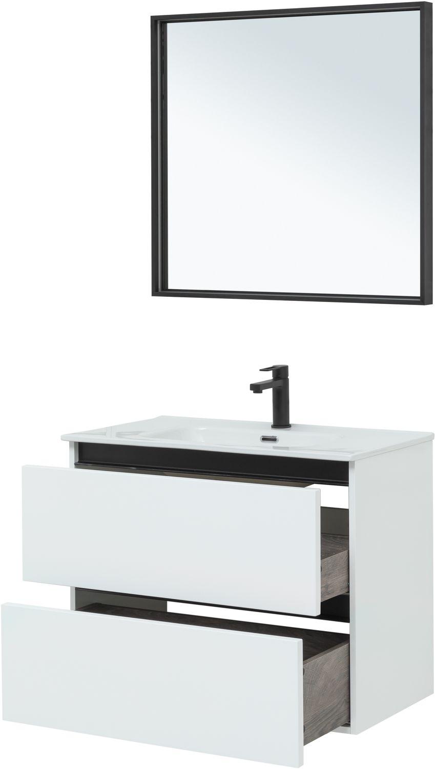 Комплект мебели для ванной De Aqua Ариетта NEW 80 белый матовый