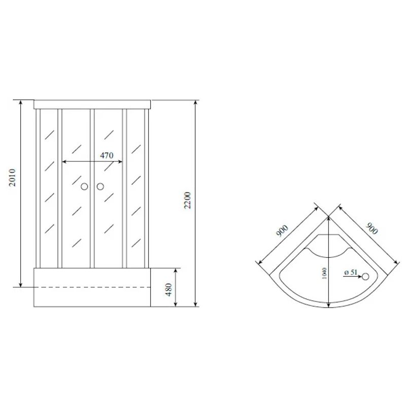 Душевая кабина Timo Standart T-1190P, 90x90x220