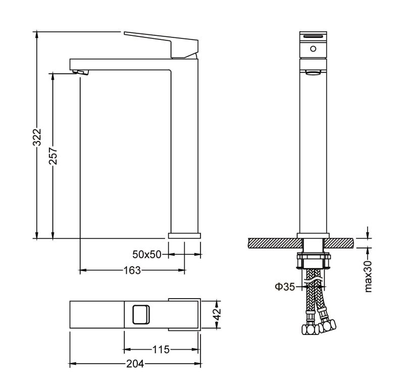 Смеситель для раковины Timo Briana 7111/03F Черный, артикул 7111/03F