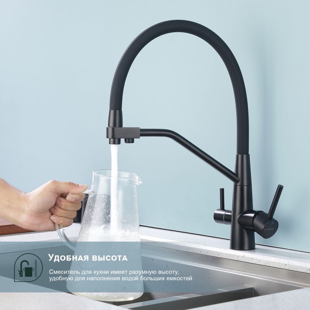 Смеситель для кухни с подключением фильтра Splenka S71.62.06, черный