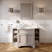 Devon Flair  Тумба под раковину 128х102 см, со столешницей из мрамора CALACATTA BORGHINI, раковина WHITE50 , цвет мебели  OFF WHITE