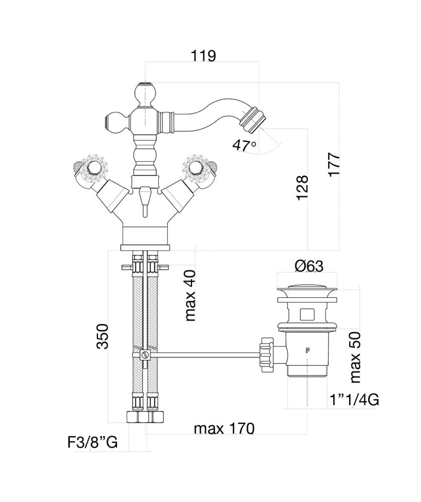 Смеситель для биде Fiore GIOIELLI SKY (SWAROVSKI®) 09CR0635, хром, артикул 09CR0635