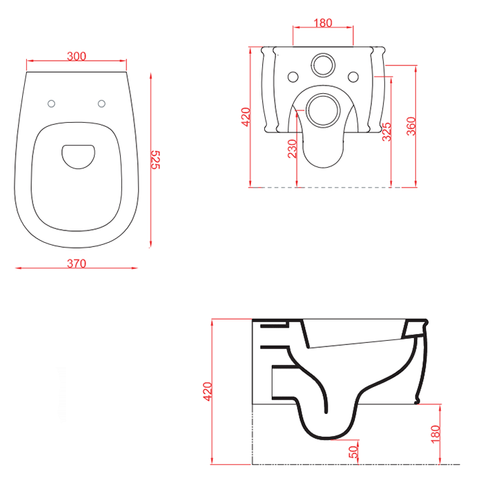 Artceram ATELIER Унитаз подвесной, 52х37см, безободковый, с крепежом, цвет: черный матовый