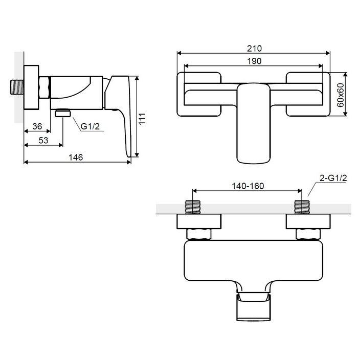Смеситель для душа EXCELLENT Keria AREX.2008CR (хром)