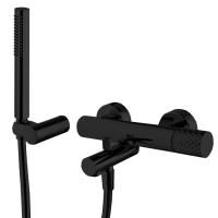 Fima Carlo Frattini Spillo Tech Смеситель для ванны, настенный, с ручным душем, цвет: чёрный матовый