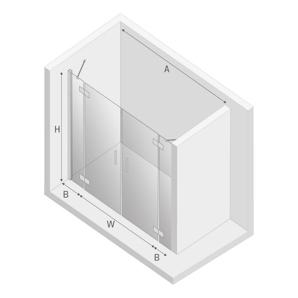 Дверь в нишу NEW TRENDY NEW RENOMA  230x195 D-0101A/D-0102A (хром)