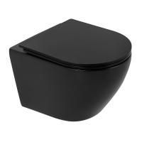 BLACK ESTELLA RIMLESS
Безободковый подвесной унитаз с горизонтальным выпуском в стену c легкосъемным сиденьем с функцией микролифт в комплекте         
Тип смыва: Каскадный                
Размер : 555*365*360mm  
EWC700-121B