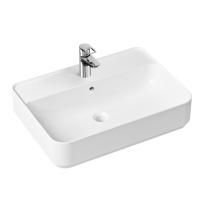 Комплект 2 в 1 Lavinia Boho Bathroom Sink Slim 21510389, накладная фарфоровая раковина 60 см, смеситель с донным клапаном