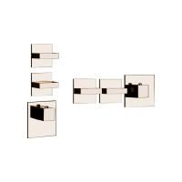 Gessi Rettangolo Встраиваемый термостат, подключение на 3/4”, с 2мя независимыми выходами(внешние части), цвет: медь