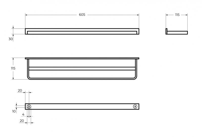 MAXIMA AM-F-8911 Двойной полотенцедержатель, 608х113, артикул AM-F-8911