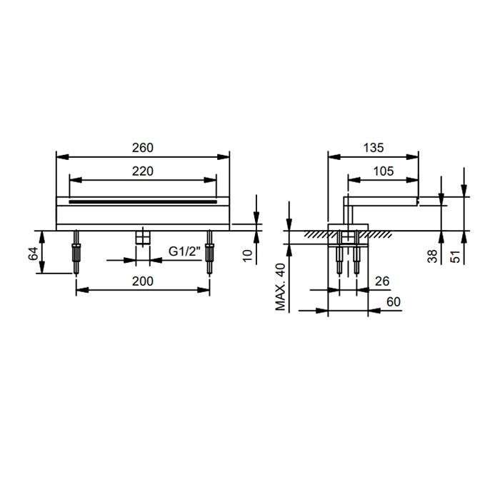 Fantini AK/25 Излив для ванны 105 мм., набортный, цвет Matt Gun Metal PVD
