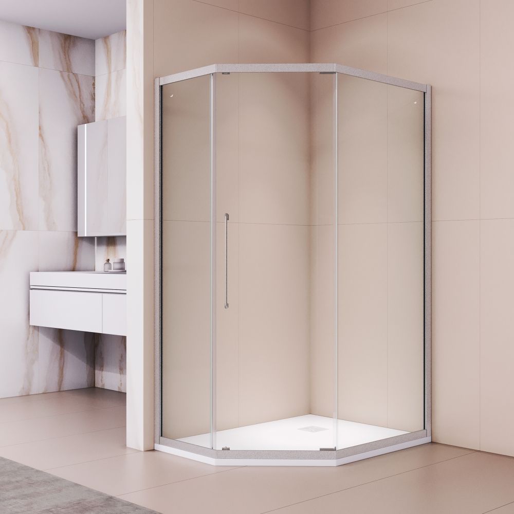 Душевой уголок стекло 6 мм, пятиугольный, форма трапеция, раздвижная дверь, RGW PA-86S (Прозрачное, 900x1000)