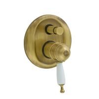 OXFORD См-ль скрытого монтажа моноком. термостат., 2-х поз.с девиатором, ручка белая, бронза