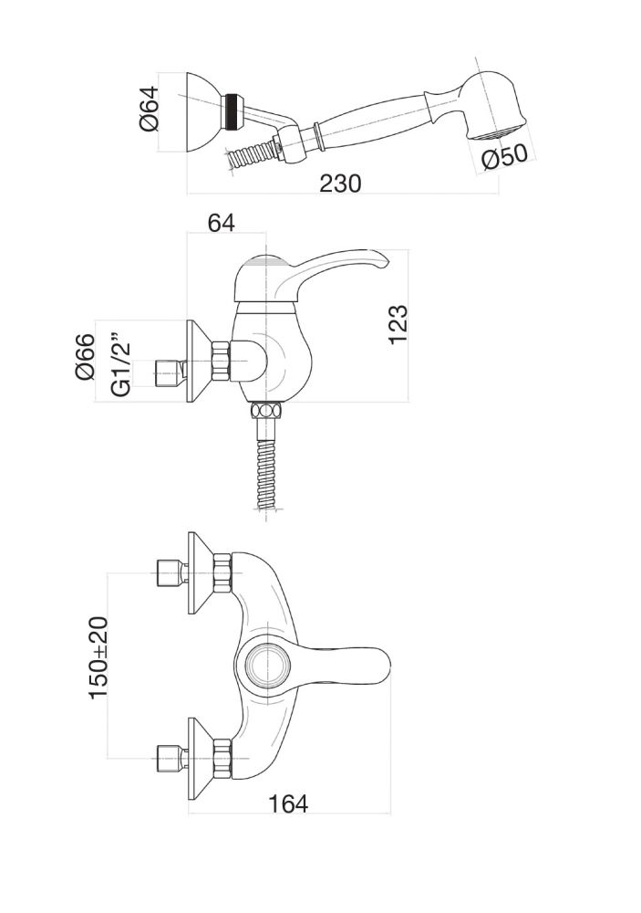 Смеситель для душа Fiore JAFAR 47ZZ5127, бронза