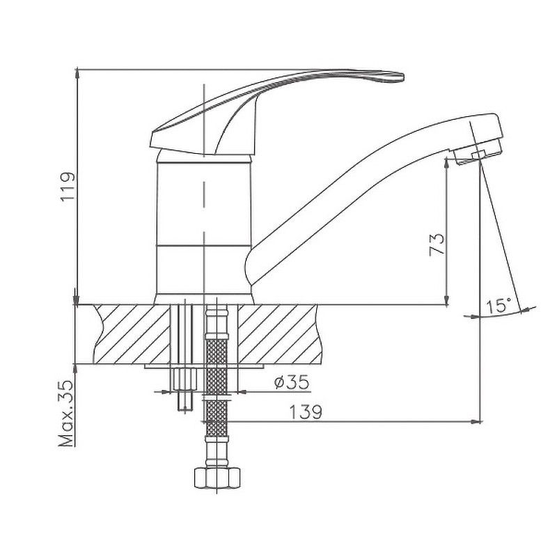 Смеситель для кухни Cron CN4521, хром