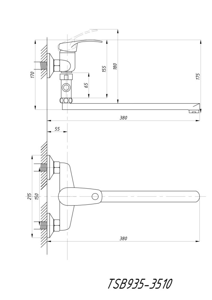 Смеситель для ванны с душем TSARSBERG (TSB-935-3510) тип См-ВУОРНШлА, артикул TSB-935-3510