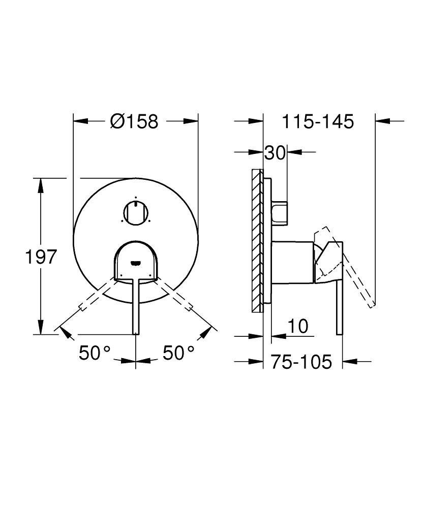 Смеситель GROHE PLUS однорычажный с переключателем на три положения, хром (24093003) Смеситель GROHE PLUS однорычажный с переключателем на три положения, хром (24093003)