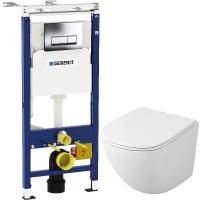 Комплект унитаза Owl 1975 Vind OWLT190302 с инсталляцией Geberit Duofix Plattenbau Delta UP100 458.125.21.1 с сиденьем Микролифт и клавишей смыва Хром