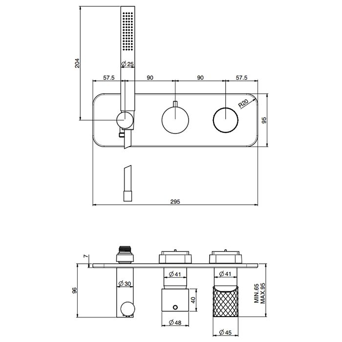 Fima Carlo Frattini Spillo Tech Смеситель для душа, встраиваемый, на 2 источника, с ручным душем, цвет: золото