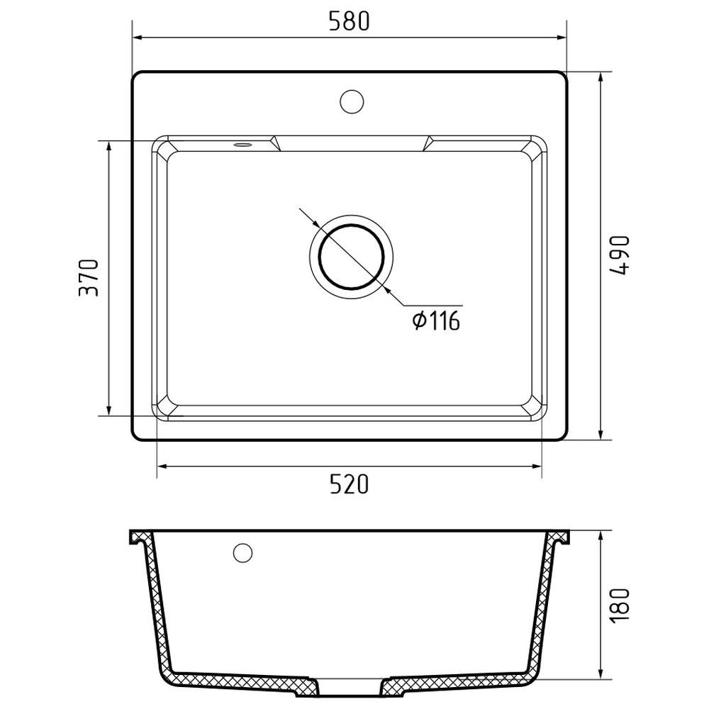 Кухонная мойка GranFest URBAN 658, серый, артикул 658 серый