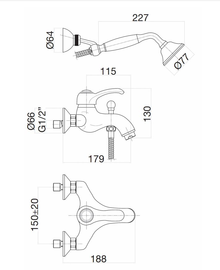 Смеситель для ванны Fiore Jafar 47CO5104, хром-золото
