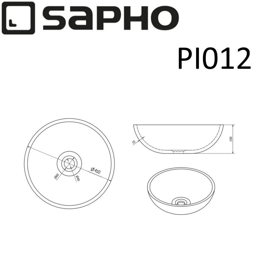 Керамическая раковина-чаша NAVI PRIORI на столешницу, d41 см, высота 15 см, белый/синий, Sapho