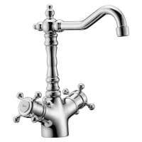 HUBER Victorian Термостат двухвентильный для раковины на 1 отверстие с донным клапаном и поворотным изливом, цвет хром