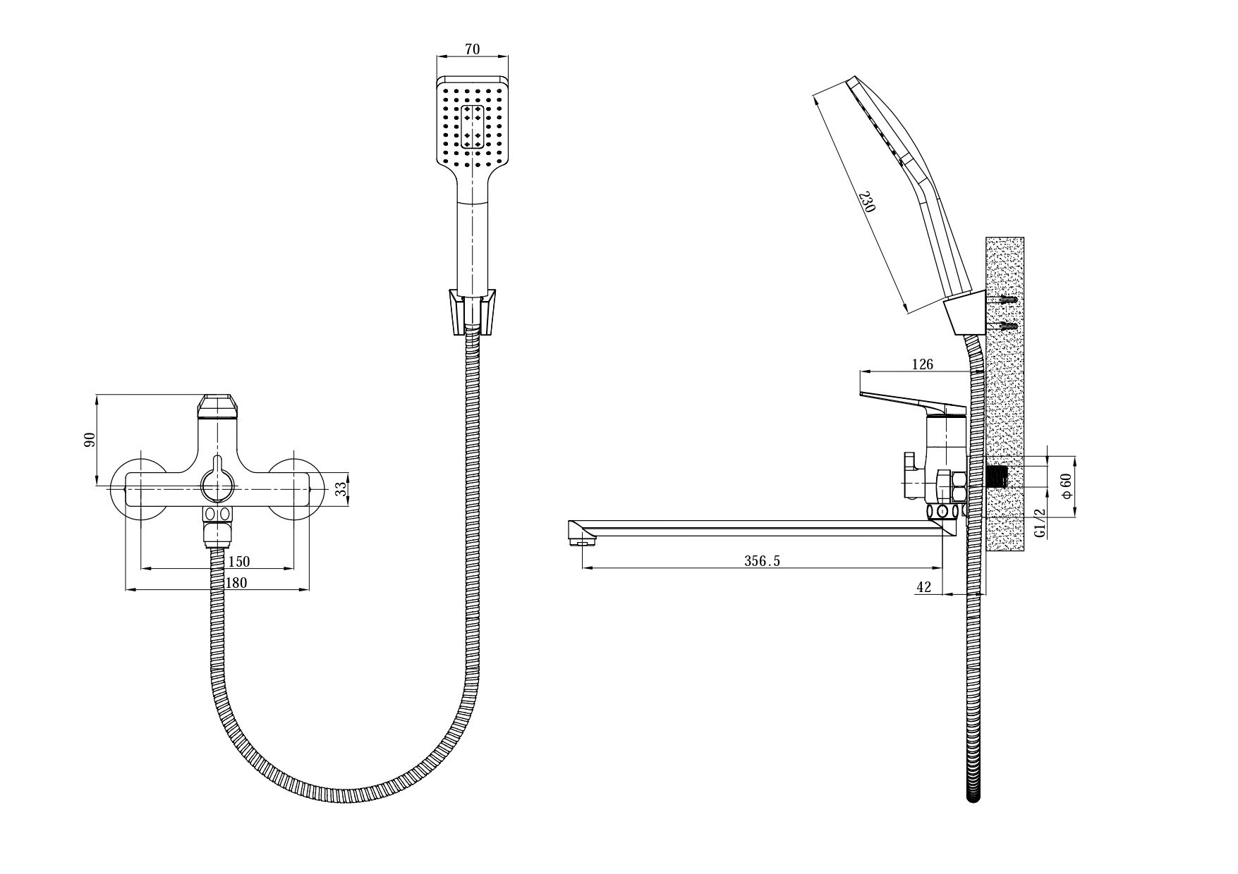 Смеситель Istanbul для ванны, излив 350 мм, с акс., артикул: IT31, артикул IT31