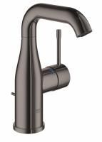 Смеситель для раковины GROHE Essence+ с донным клапаном и средним изливом, темный графит глянец (23462A01) Смеситель для раковины GROHE Essence+ с донным клапаном и средним изливом, темный графит глянец (23462A01)