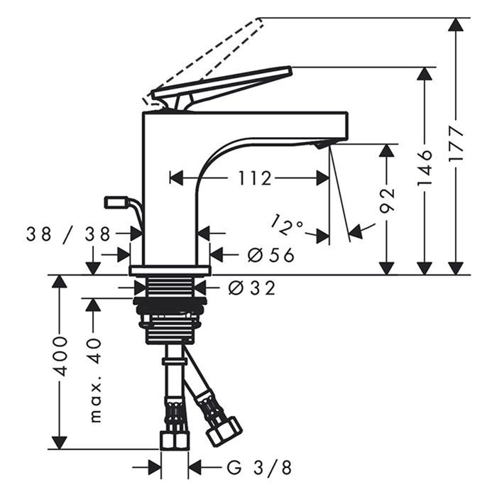 AX Citterio Смеситель для раковины 90 , цвет полированный черный хром