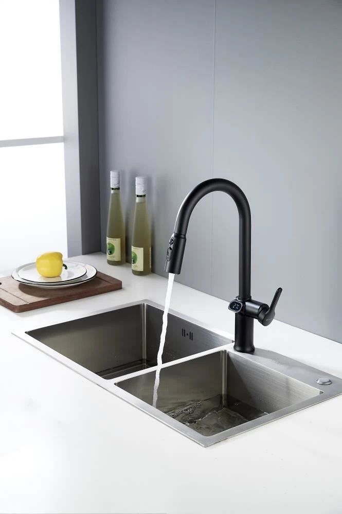 Смеситель для кухни с индикатором температуры Knotlor KN-100/BL, черный, артикул KN-100/BL