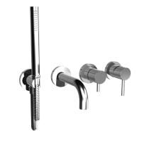 BONGIO ON Смеситель для ванны встраиваемый, однорычажный, с изливом и ручным душем, цвет хром (без встраиваемой части 0969000VA)